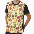Kawaii Fruit Cute Fruit Salad Seamless Pattern by FreyaDraws