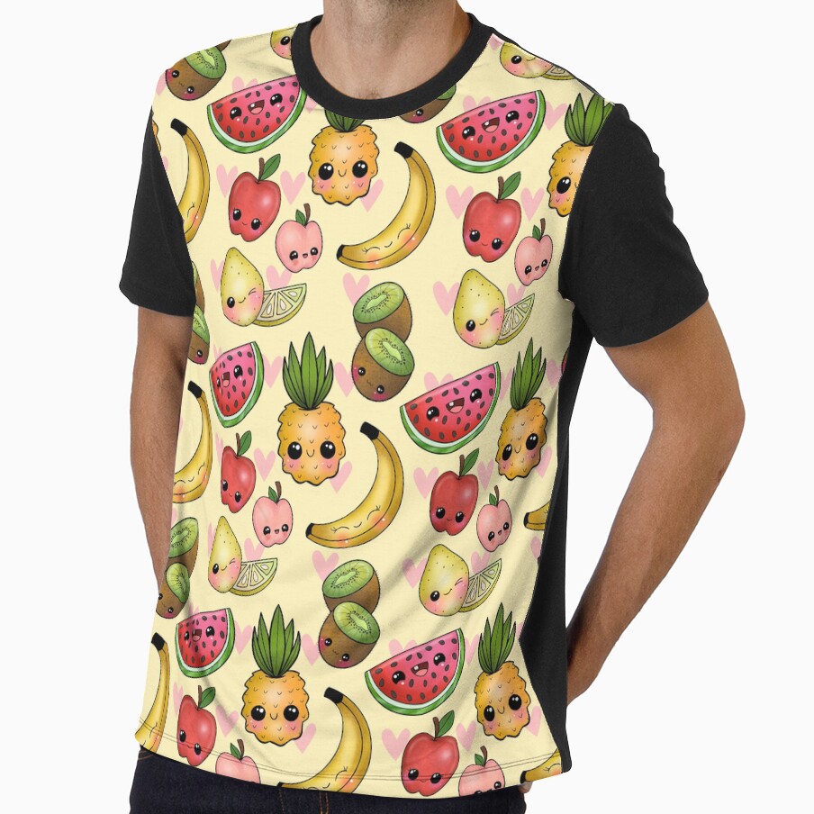 Kawaii Fruit Cute Fruit Salad Seamless Pattern by FreyaDraws