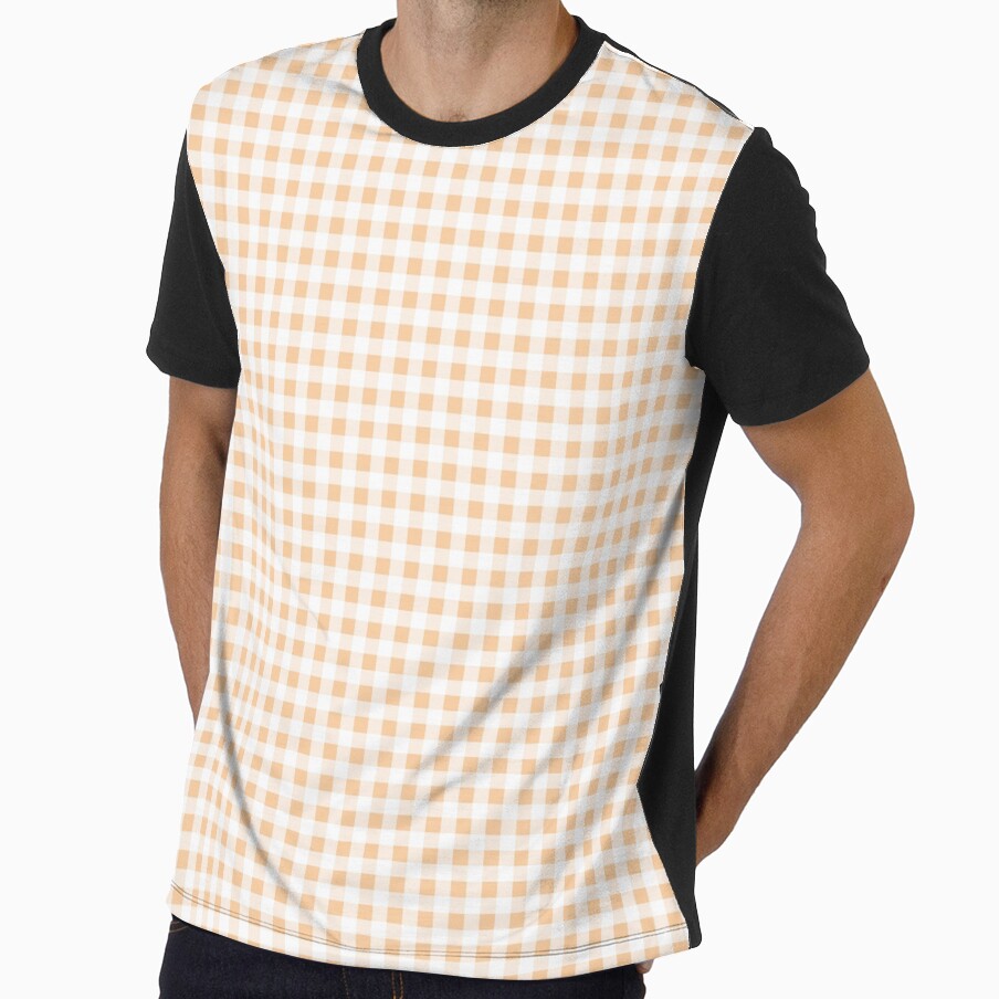 Gingham Pattern Pastel Peach White by Pinkdeer Designs