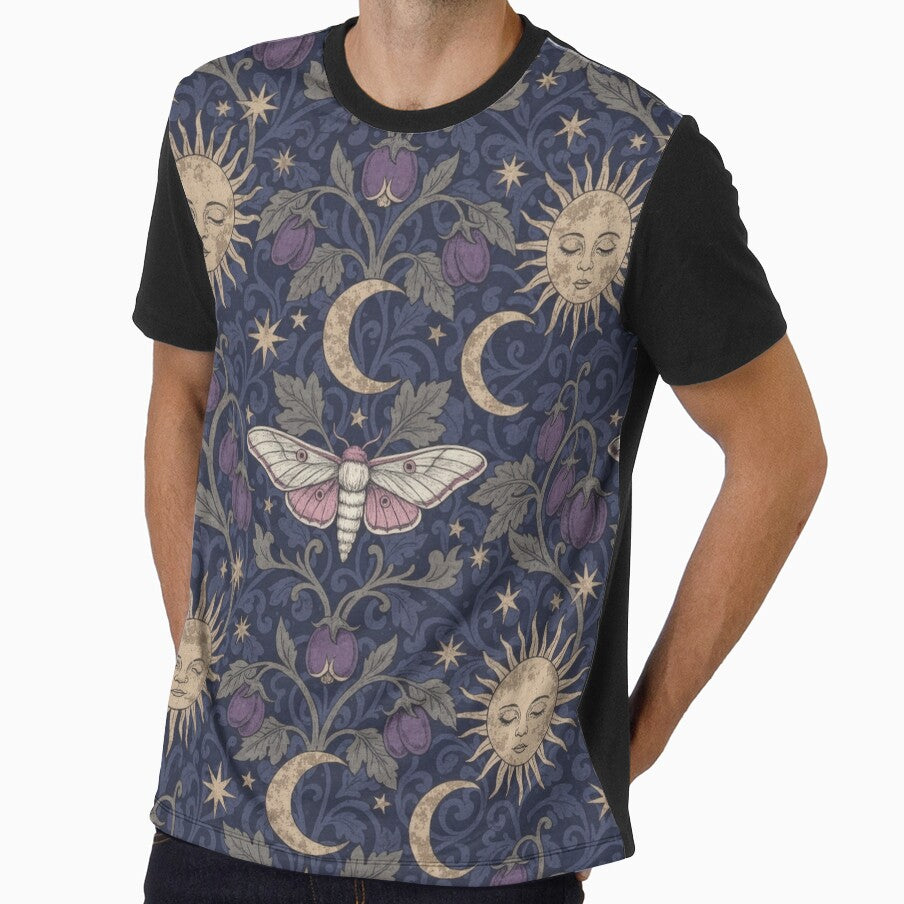 Celestial Nightshade & Luna Moth Damask - Vintage Whimsigoth Pattern by The boys