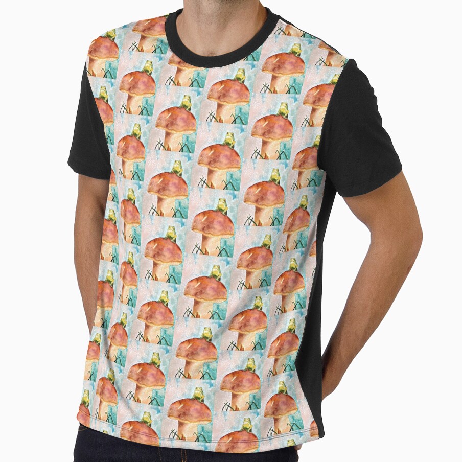 Frog Sitting on a Mushroom by InkyandCotton