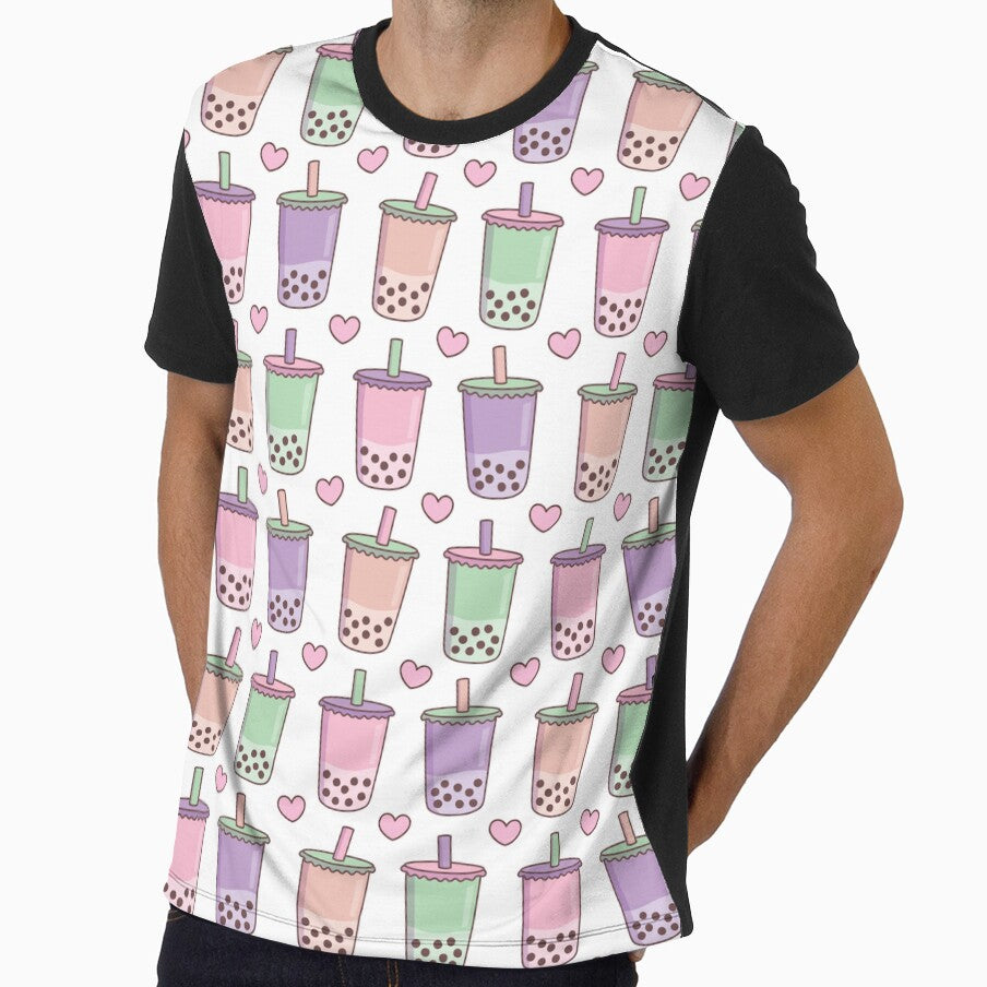 Colorful Pastel Boba Tea Love Pattern by rustydoodle