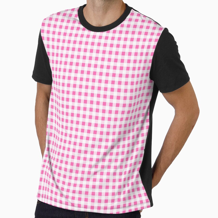 Gingham Pattern Hot Pink White by Pinkdeer Designs