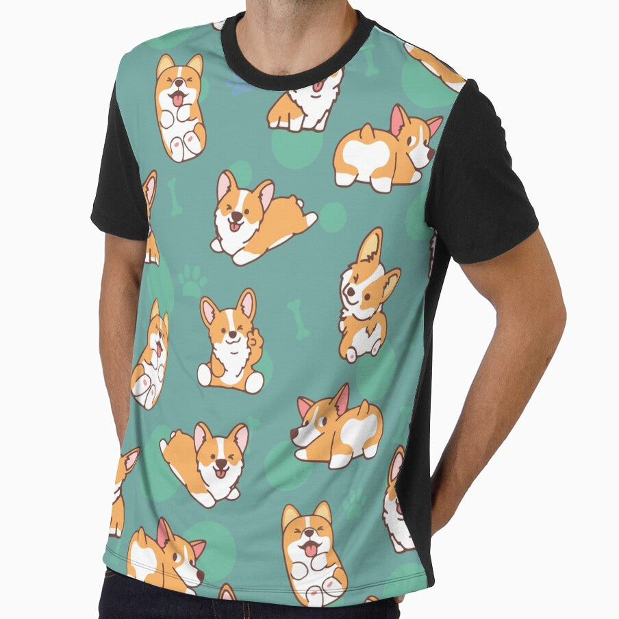Corgi Puppy Fun - Green by DogsHearted