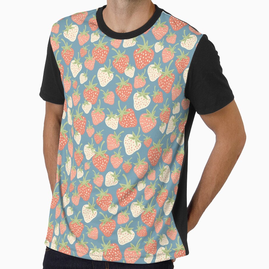 Strawberry Fields Retro Berry Red Scatter by Patternandflow