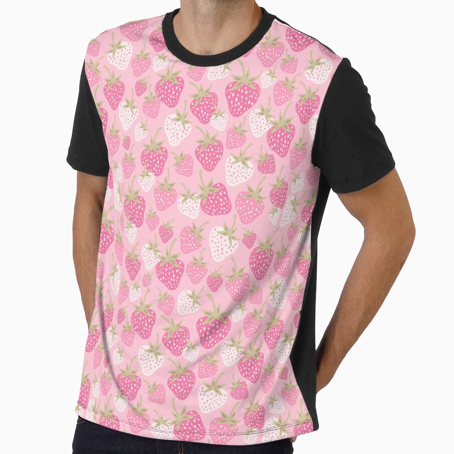 Strawberry Fields Pink Berry Picnic Scatter by Patternandflow