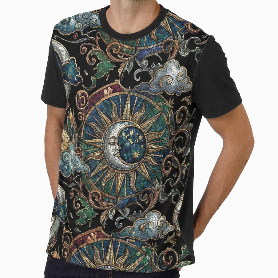 Celestial Kaleidoscope Sun and Moon Maximalist Mosaic by auxincaftan0o