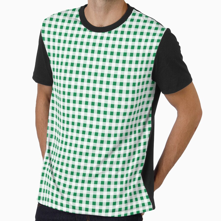 Gingham Pattern Emerald Green White by Pinkdeer Designs