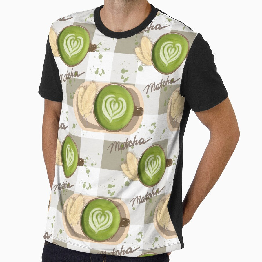 Matcha Latte Heart Art - Green Tea Gingham Pattern by dreamseller88