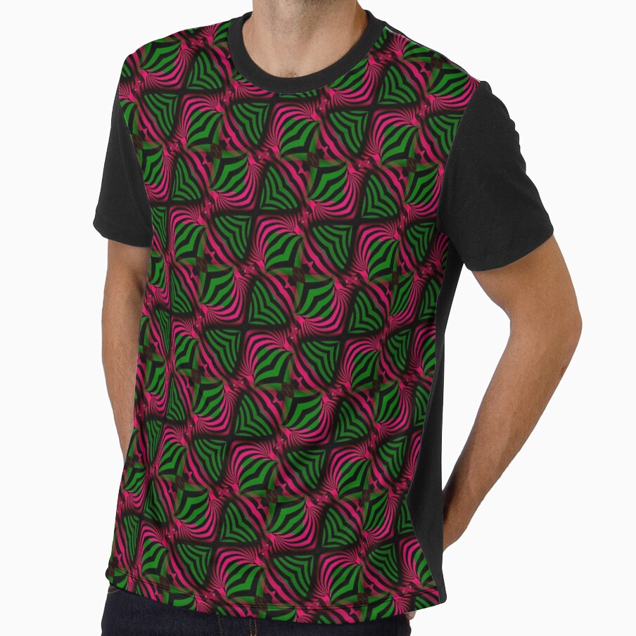 Neon Zebra Stripes Pattern Trippy Dark Green Pink by theWeppen