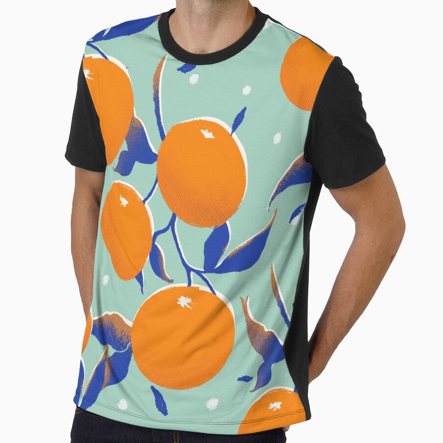 Orange pattern, pop art on teal by SztuKarola