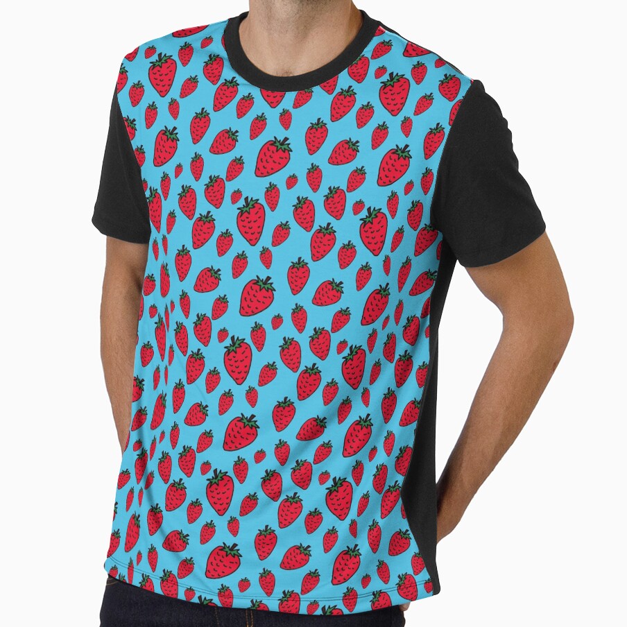 retro pop art strawberry pattern by pauloneill-art