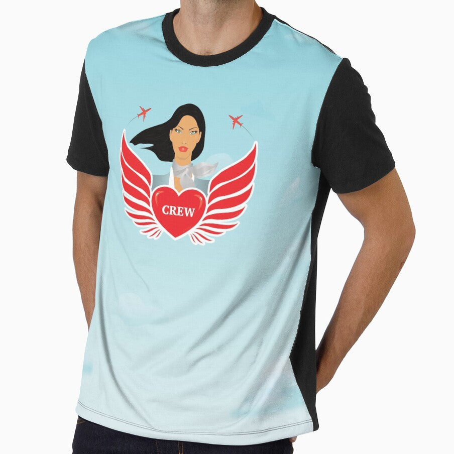 Cabin Crew / Air Hostess - 'Crew' Heart with Wings - V1B (Blue Sky) by DesignsByLawerg