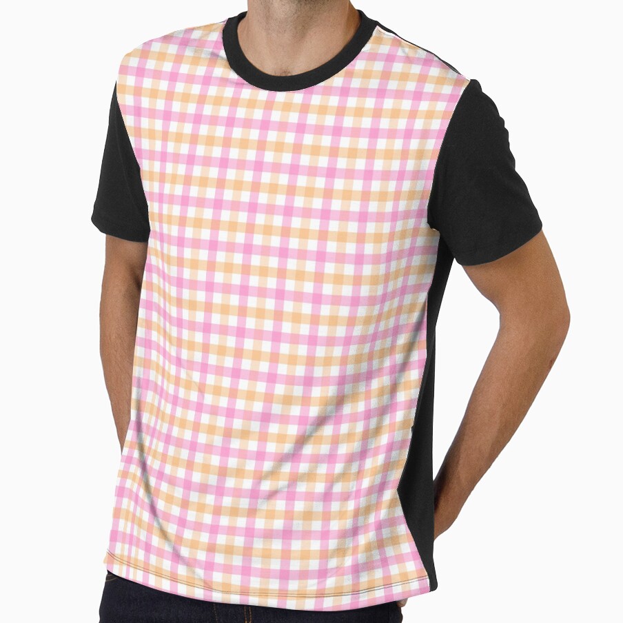 Gingham Pattern Pink and Peach by Pinkdeer Designs