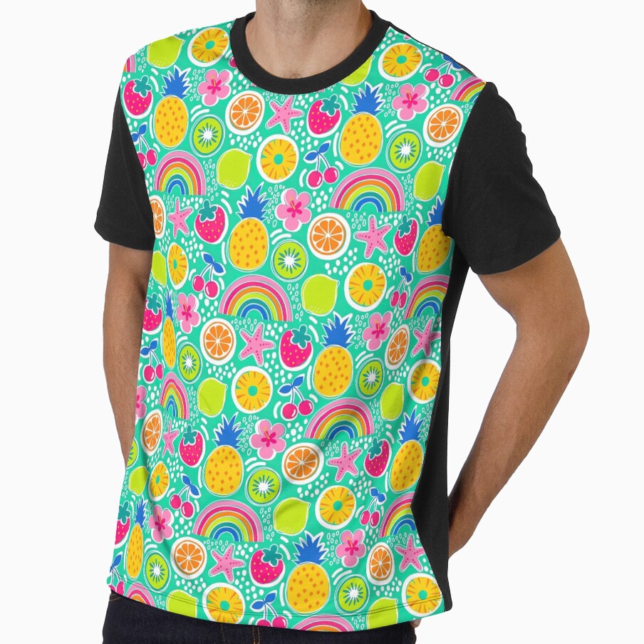Fruit And Rainbow Pattern, Cute Colorful by graphic-genie