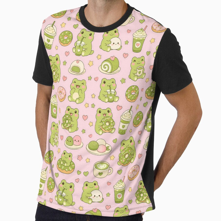 Frog Matcha Donut Pattern by Soft Berry Studio
