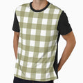 Olive Green Gingham Pattern – Soft Neutral Checkered Fabric by Jannielle