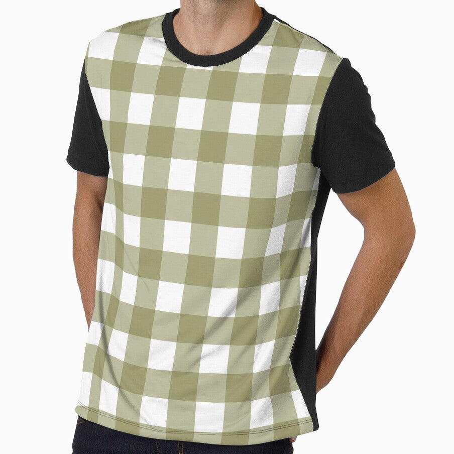 Olive Green Gingham Pattern – Soft Neutral Checkered Fabric by Jannielle