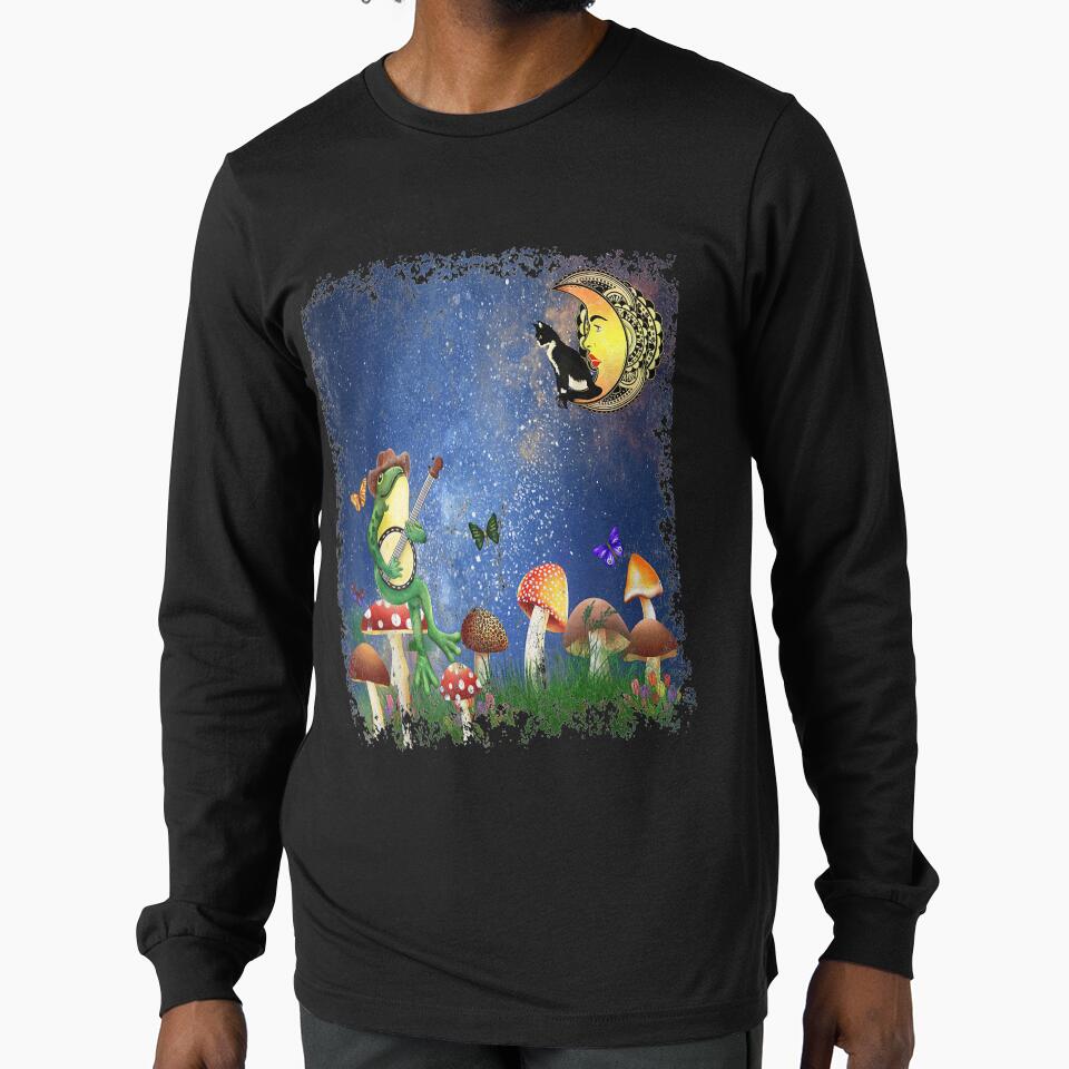 Crescent Moon Cat Mushroom Forest Banjo Frog by robinxam
