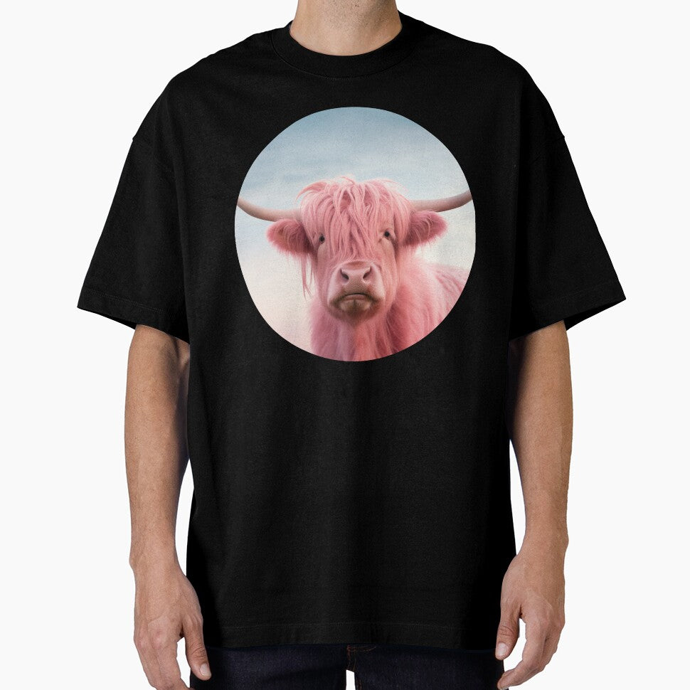 Highland Cow in Pastel Pink by Julia T