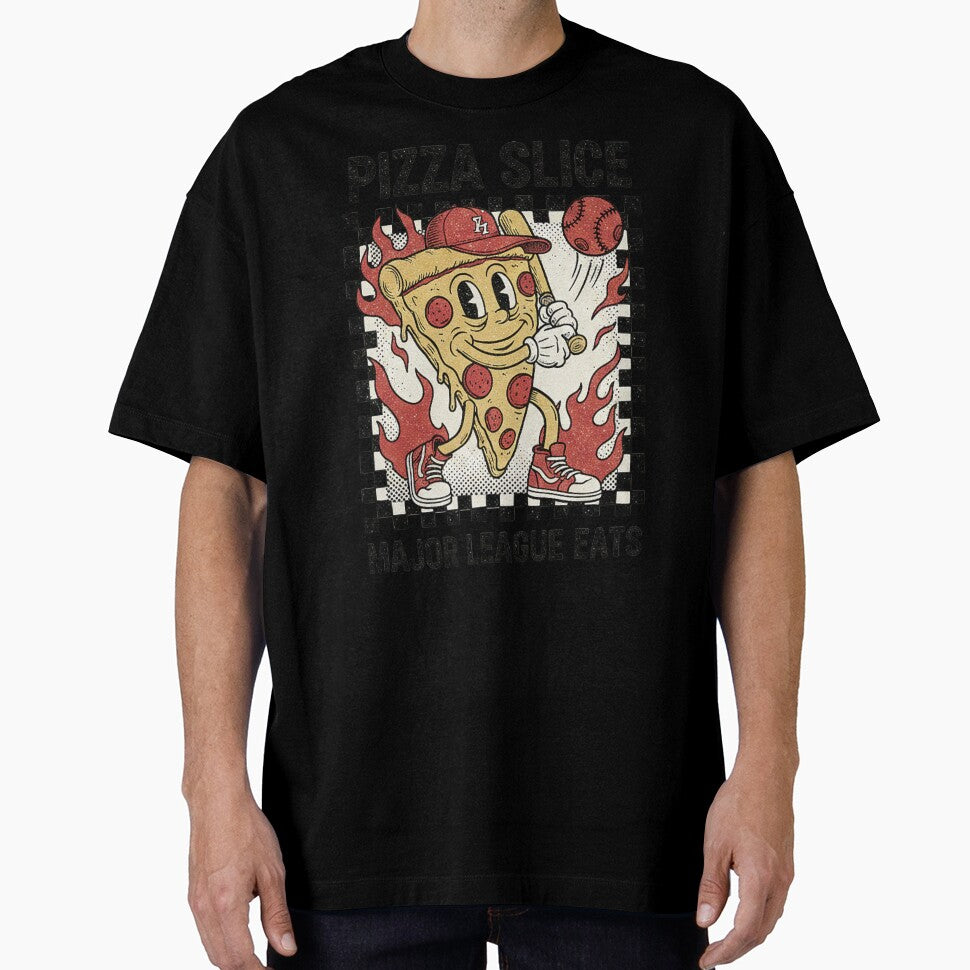 Pizza Slice Major League Eats - Vintage Cartoon Baseball Mascot by MAGICVISION-LAB