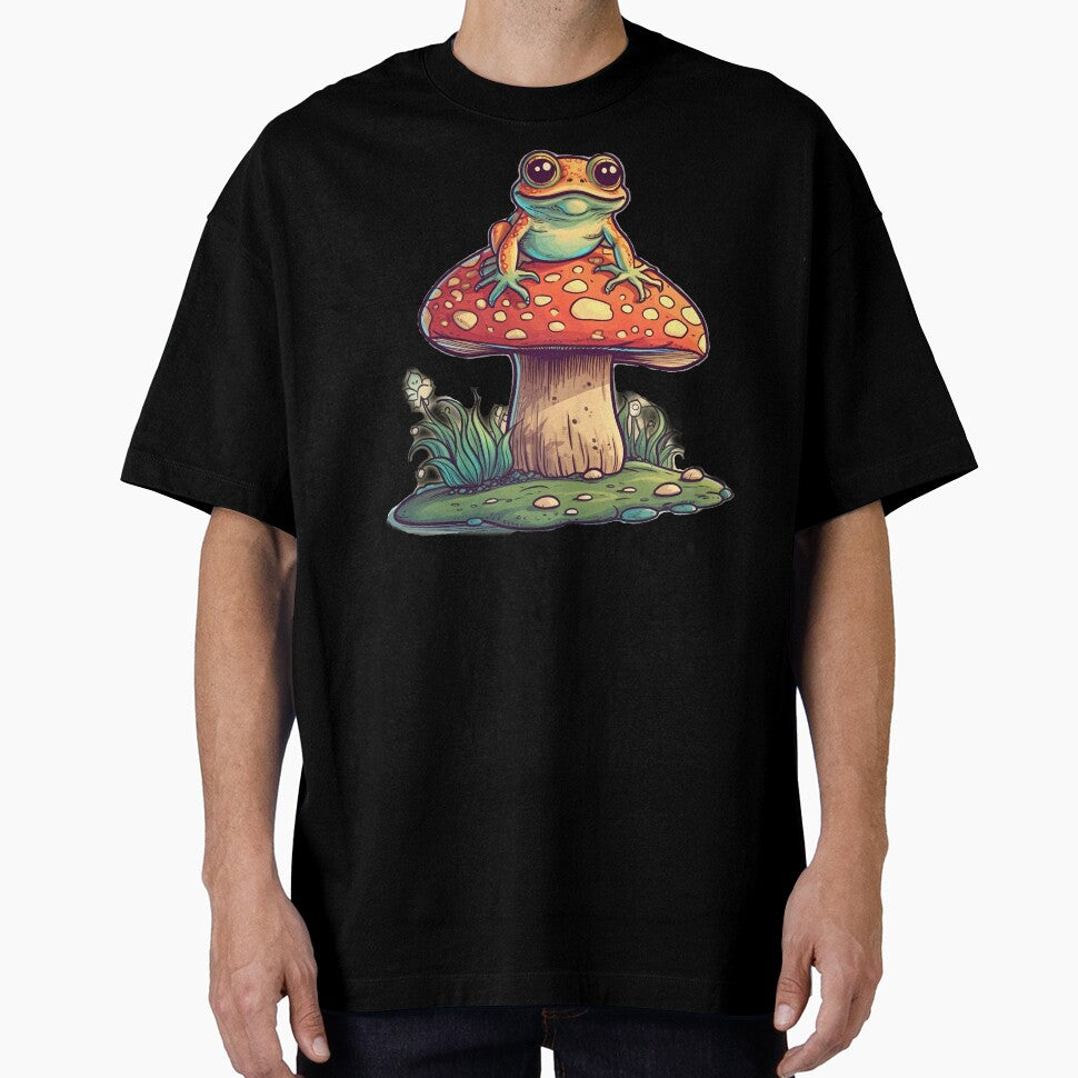 Joyful Vintage Frog on a Mushroom by RandomForestBot