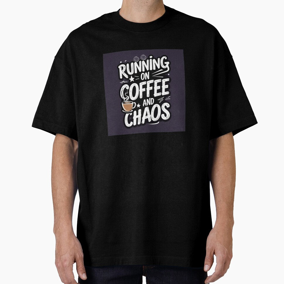 Running on Coffee and Chaos - Funny Coffee Quote Design by Irene Catchmind