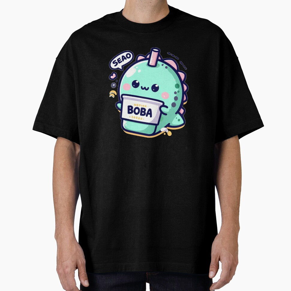 little green dinosaur as a bubble tea with boba stickers and much for! by SaraDatCool