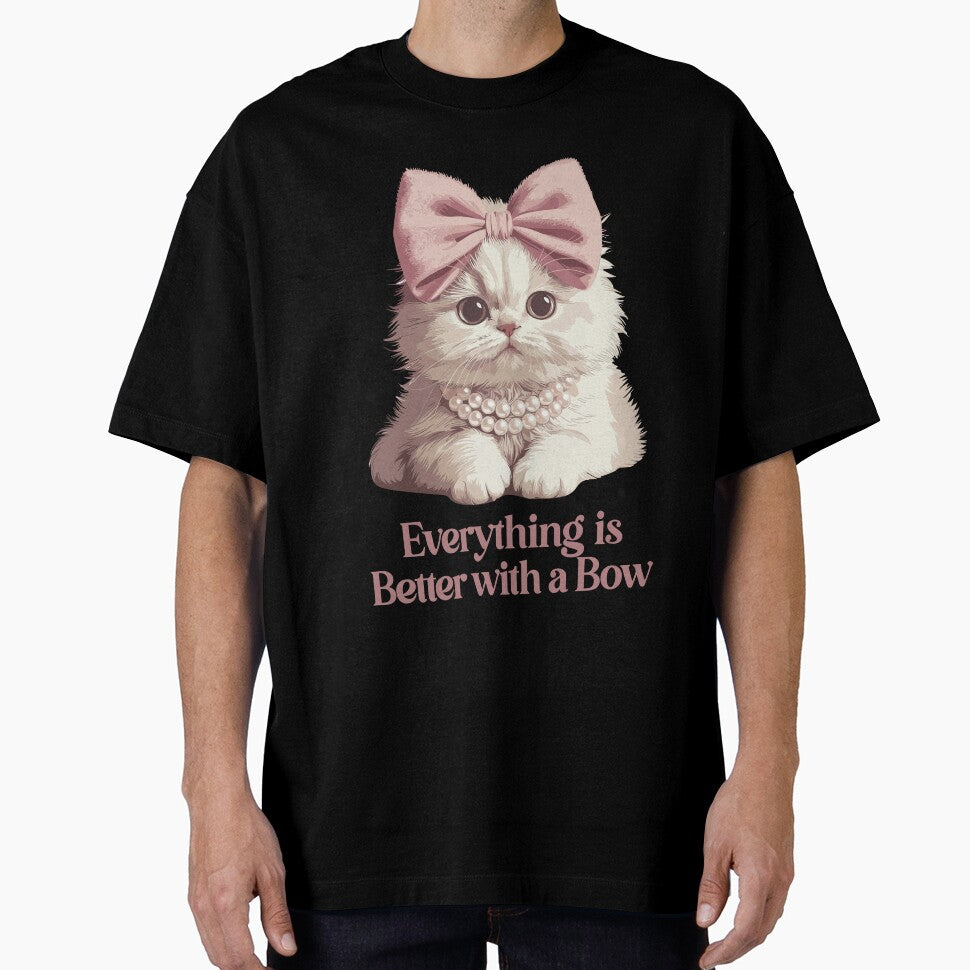 Coquette Cat with Bows - Soft Girl Aestheticc by shirt0pedia