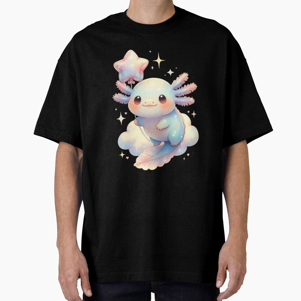 Adorable Axolotl Star Balloon Illustration Pastel Kids Axolotl Art by GrumpySableye