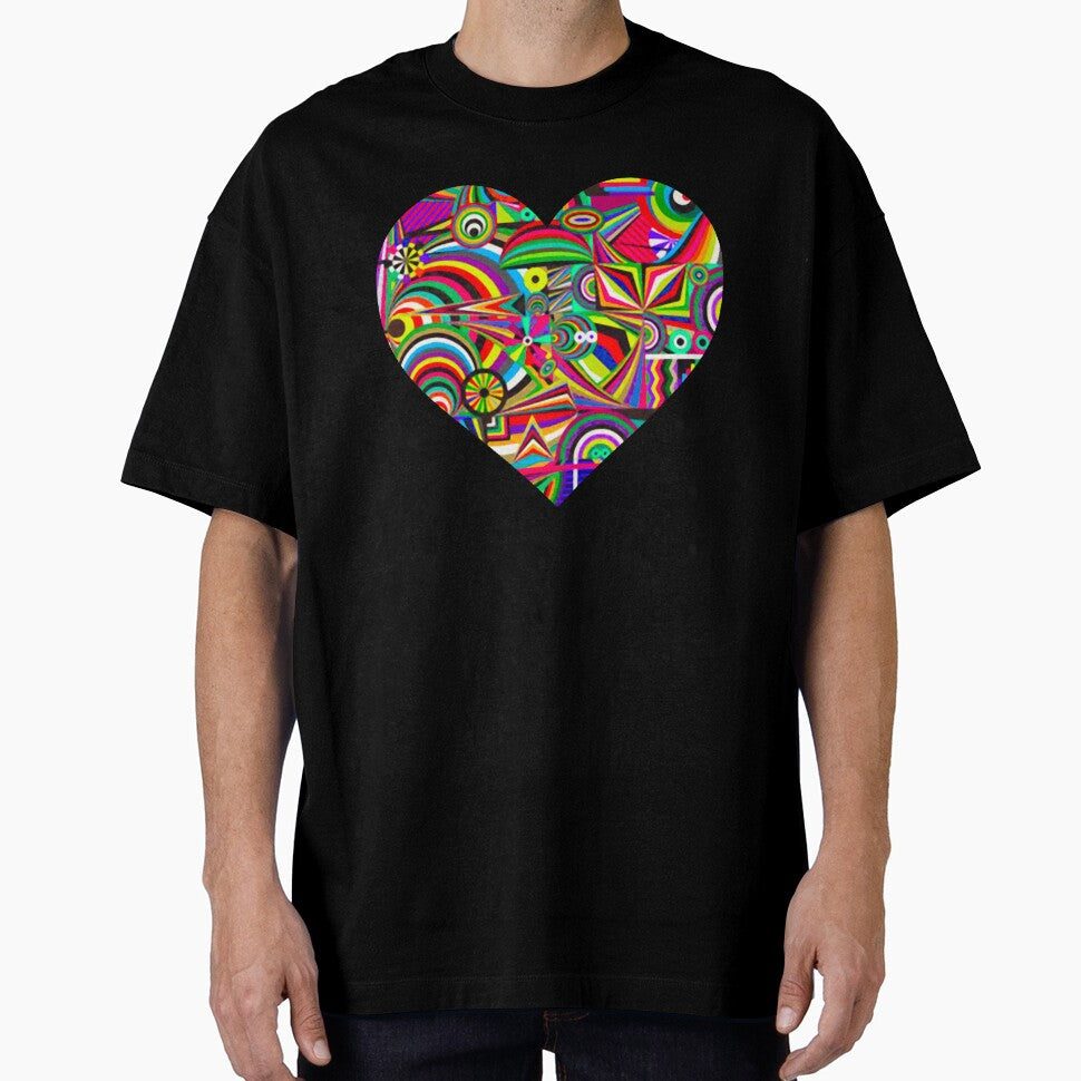 Psychedelic Acid Trip Geometric Blacklight Rave Heart by willybadu