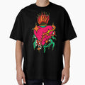 Hot Pink and Green Neon Sacred Heart Rave Art by Ideniquo
