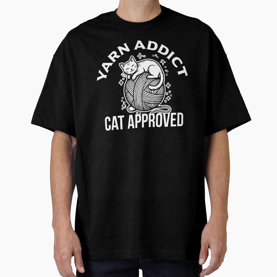 Yarn Addict Cat Approved - Funny Knitting and Crochet Black Cat by LinaValearte