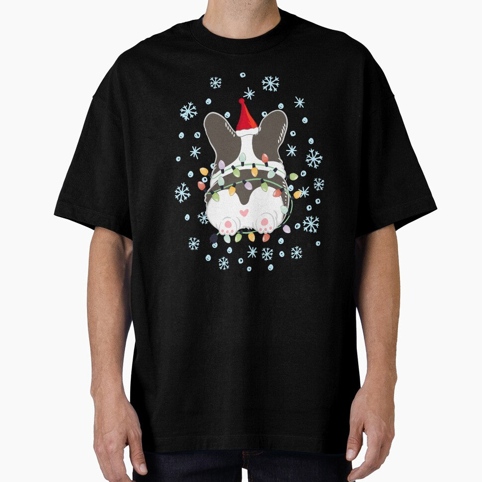 Cute Christmas Corgi Butt - Black and White by Lulupainting