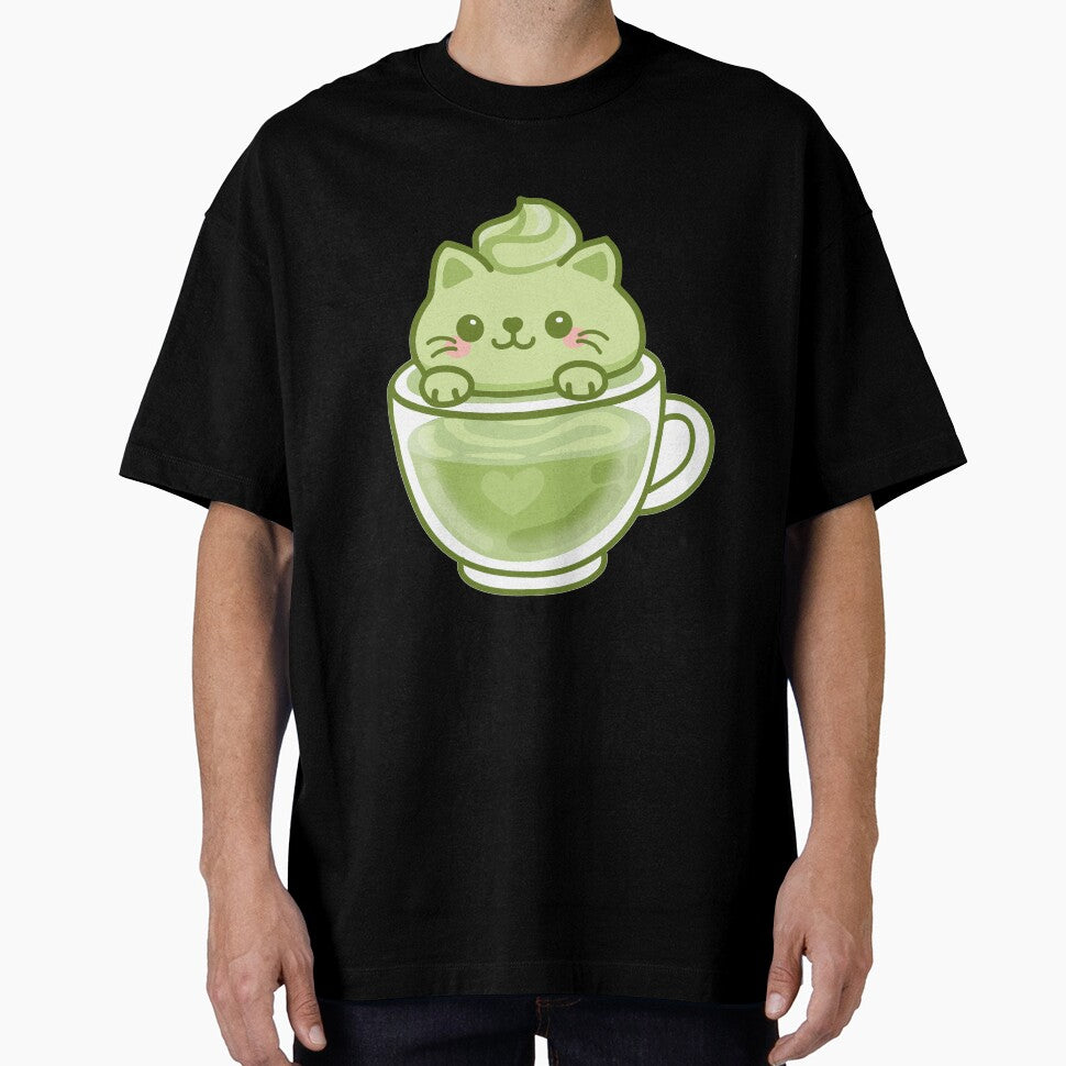 Kawaii Matcha Cat Latte – Cute Green Tea Sticker by LucaBolognese