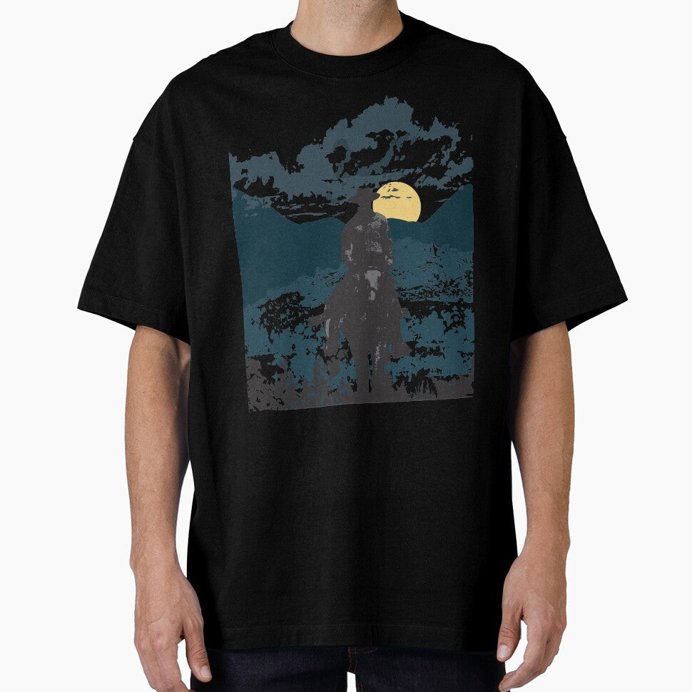 Western Lone Cowboy Shirt Country Rancher Riding Into Sunset by Creekman Designs