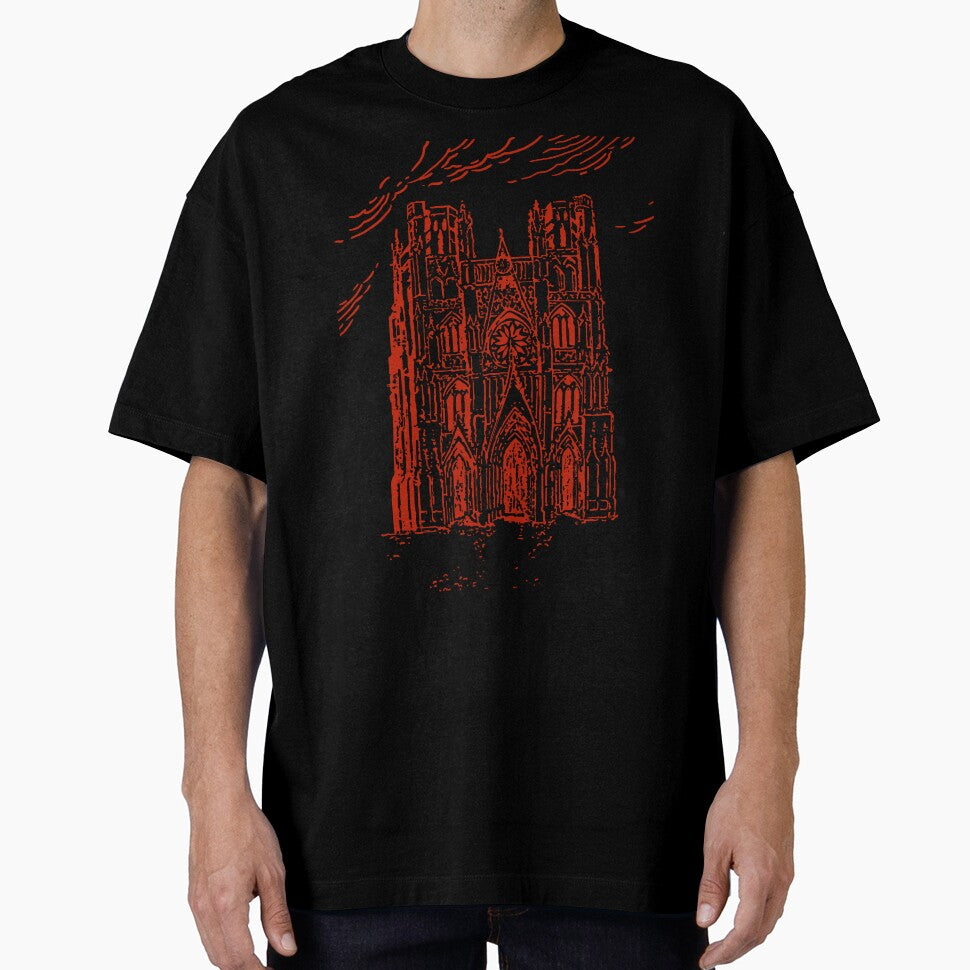 Gothic Castle Engraving Line Art - Red Version by Arcane Orchid