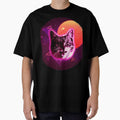 Cat Face Shirt Trippy Rave Neon 80s Disco Vintage Kitty Tee by cgocgy