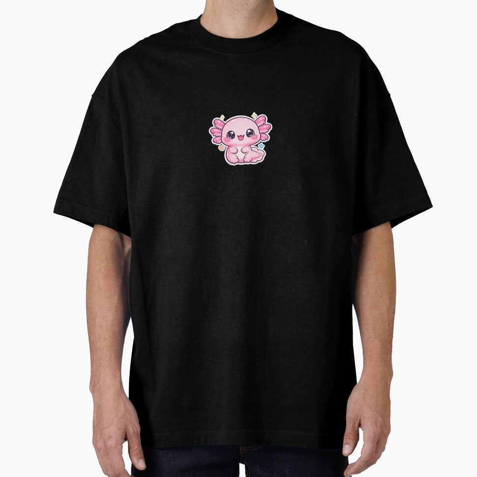 Cute Pink Axolotl Kawaii Cartoon – Adorable Pastel Axolotl Sticker & T-Shirt Design by irfanshikh