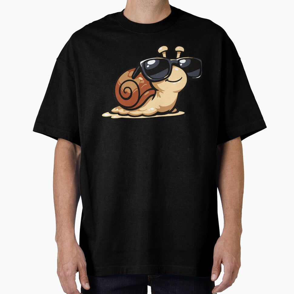 A cool snail wearing sunglasses while slowly moving forward. The design humorously celebrates slow living and relaxed personalities. by Dejbar
