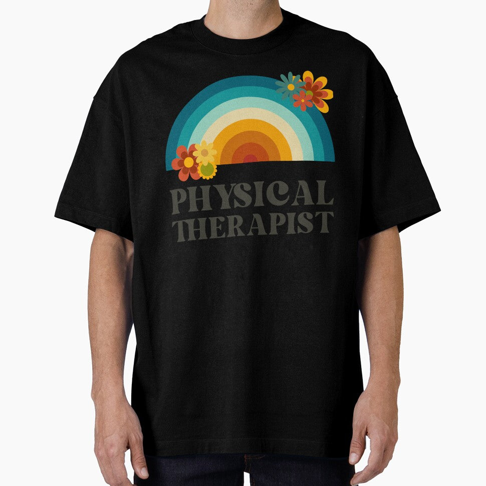 Physical Therapist Retro Flowers Vintage Rainbow by AsinusAS