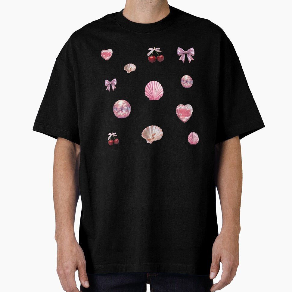 Pink Coquette Aesthetic Sticker Pack - Bows, Cherries, Shells, and Disco Hearts by Aesthetic Crew