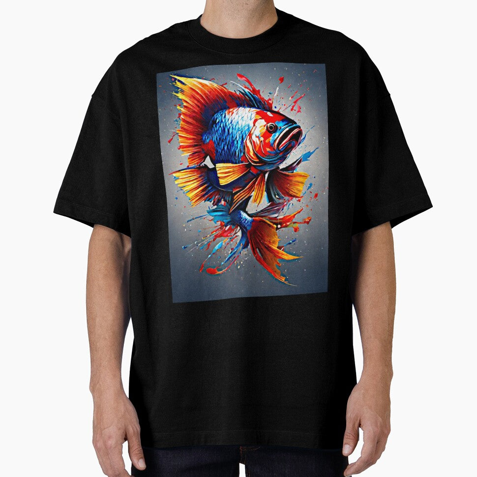 The artwork captures the vibrant essence of a Siamese Fighting Fish. by Best-Art-32