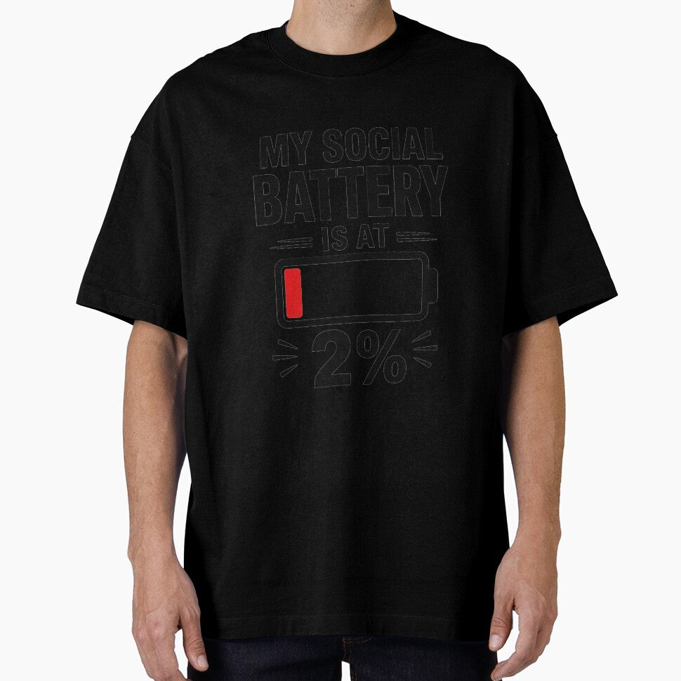 My Social Battery Is At 2% - Funny Introvert Tee by lexiangelus93