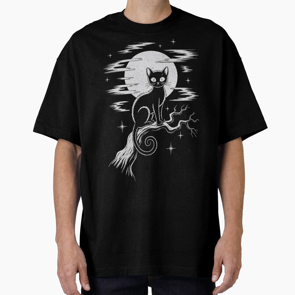 Kawaii Goth Black Cat – Cute Anime Celestial Moon Art by AldenTees