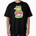 Cute Frog Sitting on Mushroom Sticker – Kawaii Frog Cartoon by Dasts Cart