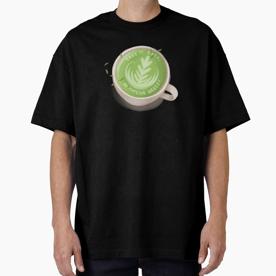 Matcha Breezy – Cute Matcha Latte Pun Design with Quote “Take It Easy” for Tea Lovers & Chill Vibes by Tattyarts