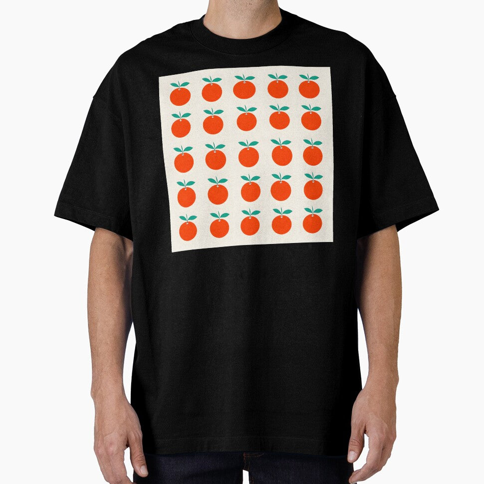 Bright Orange Fruit Grid Pattern – Minimal Retro Citrus Throw Pillow by FestivityFinds