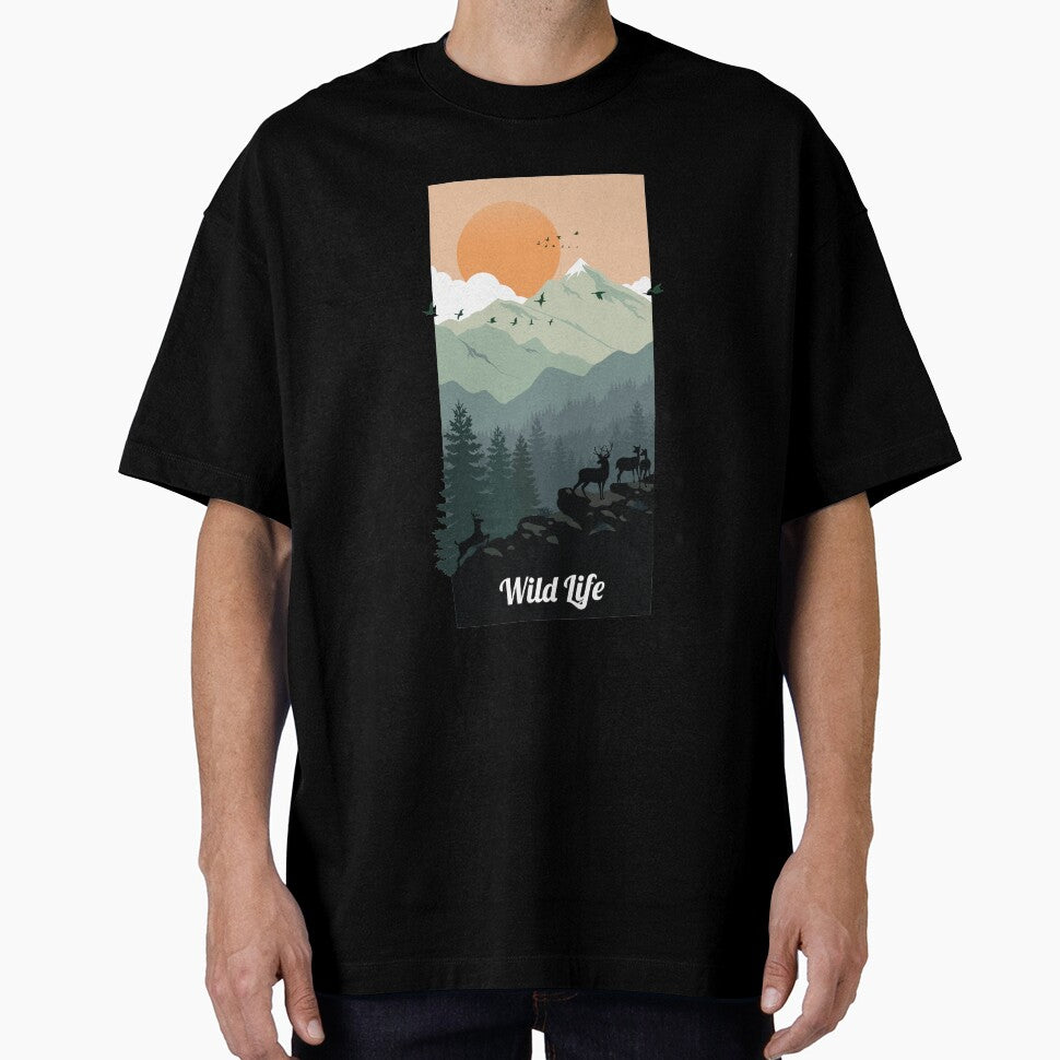 Wildlife in the mountains - minimalist art by thunderstyle