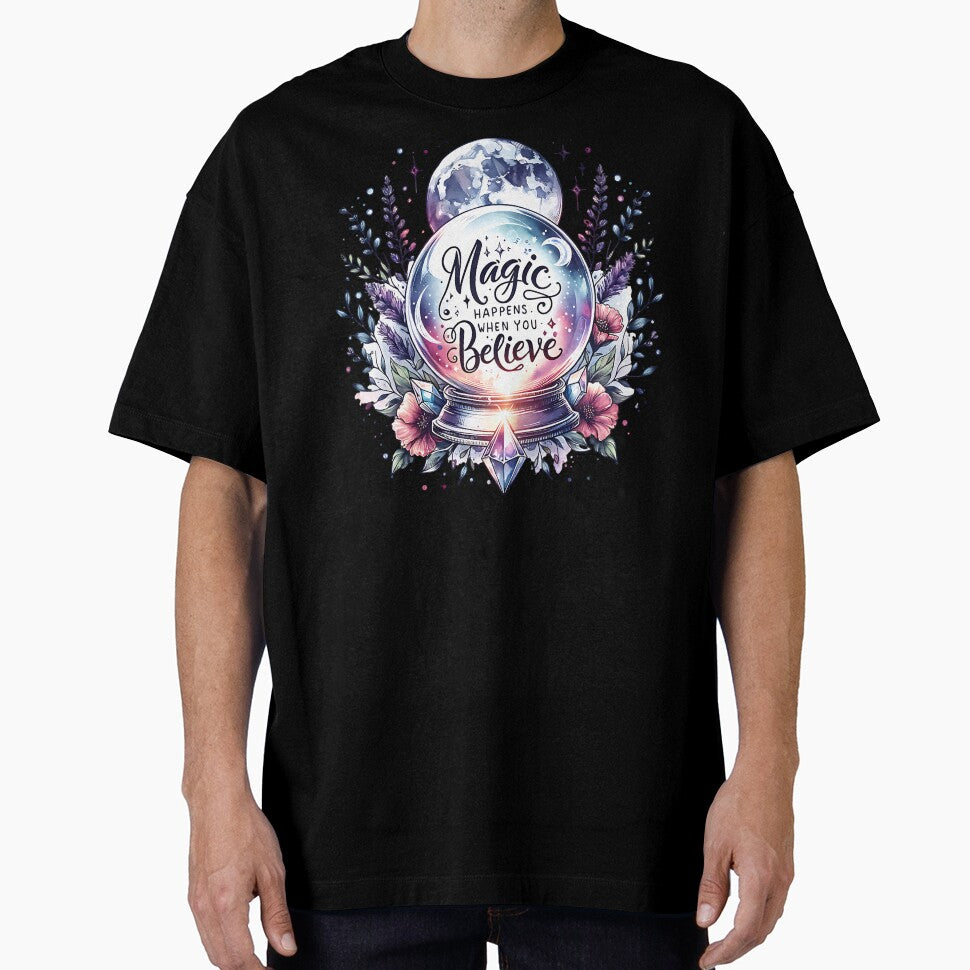 Magic Happens When You Believe - Floral Celestial Crystal Ball by Testarossi Designs